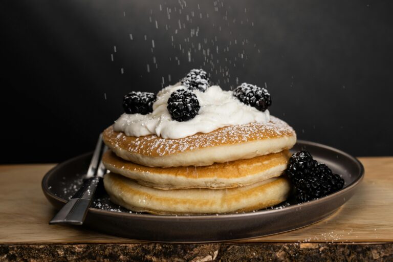 pancake stack with blueberries